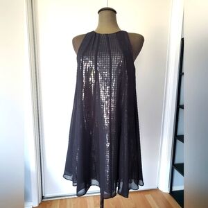 Sangria Black and Silver Shift Cocktail Dress